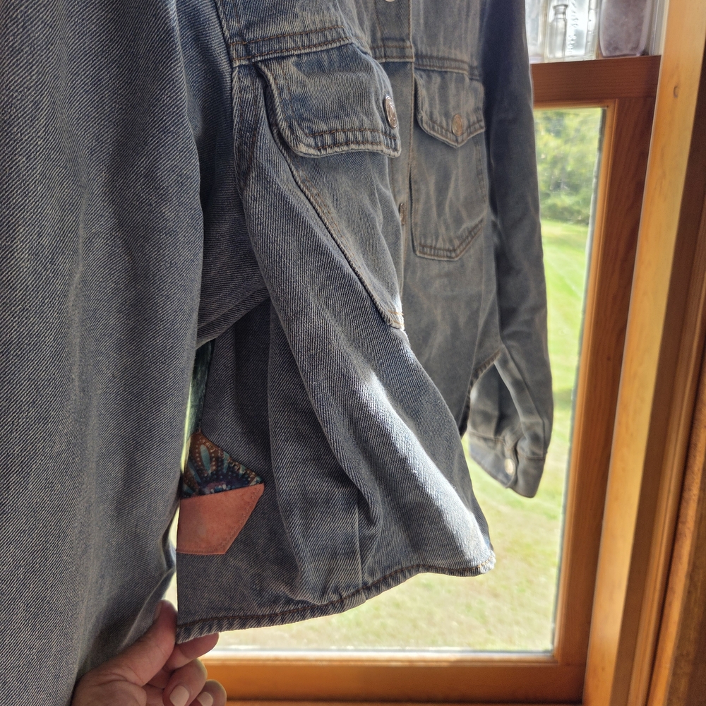 Boho Quilt Multicolor Patchwork Jean Jacket - image 5